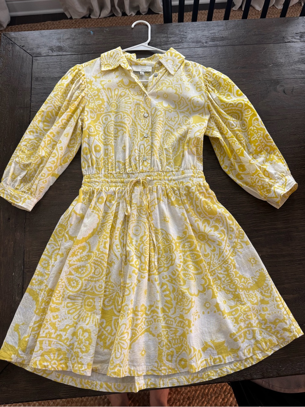 Pinch Yellow and White Paisley Shirtdress